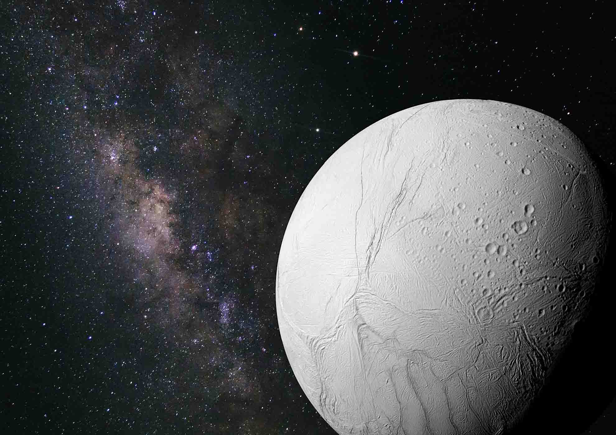 picture of Enceladus, one of Saturn's moon